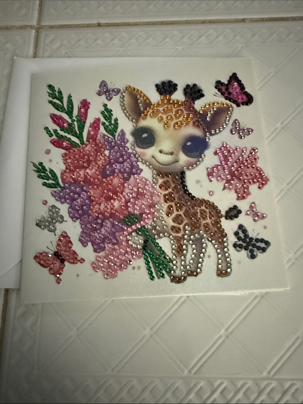 Sparkling Baby Giraffe Wall Art - Pink, Purple & Green